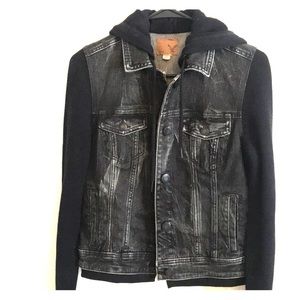 NWT American Eagle black hoodie denim jacket